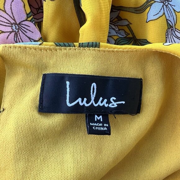 Lulus Thrive Together Yellow Floral Maxi Dress Long Sleeves Size M Gauzy Ruffled - Picture 5 of 5